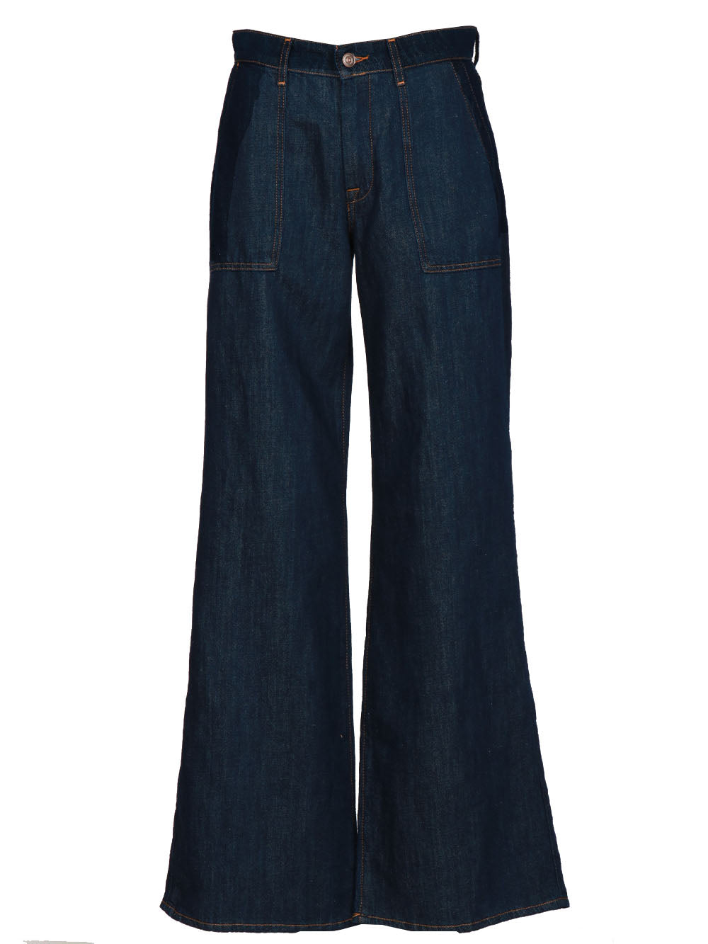 7 FOR ALL MANKIND Jeans Lotta Palazzo in Denim Misto Lino Blu Notte Denim