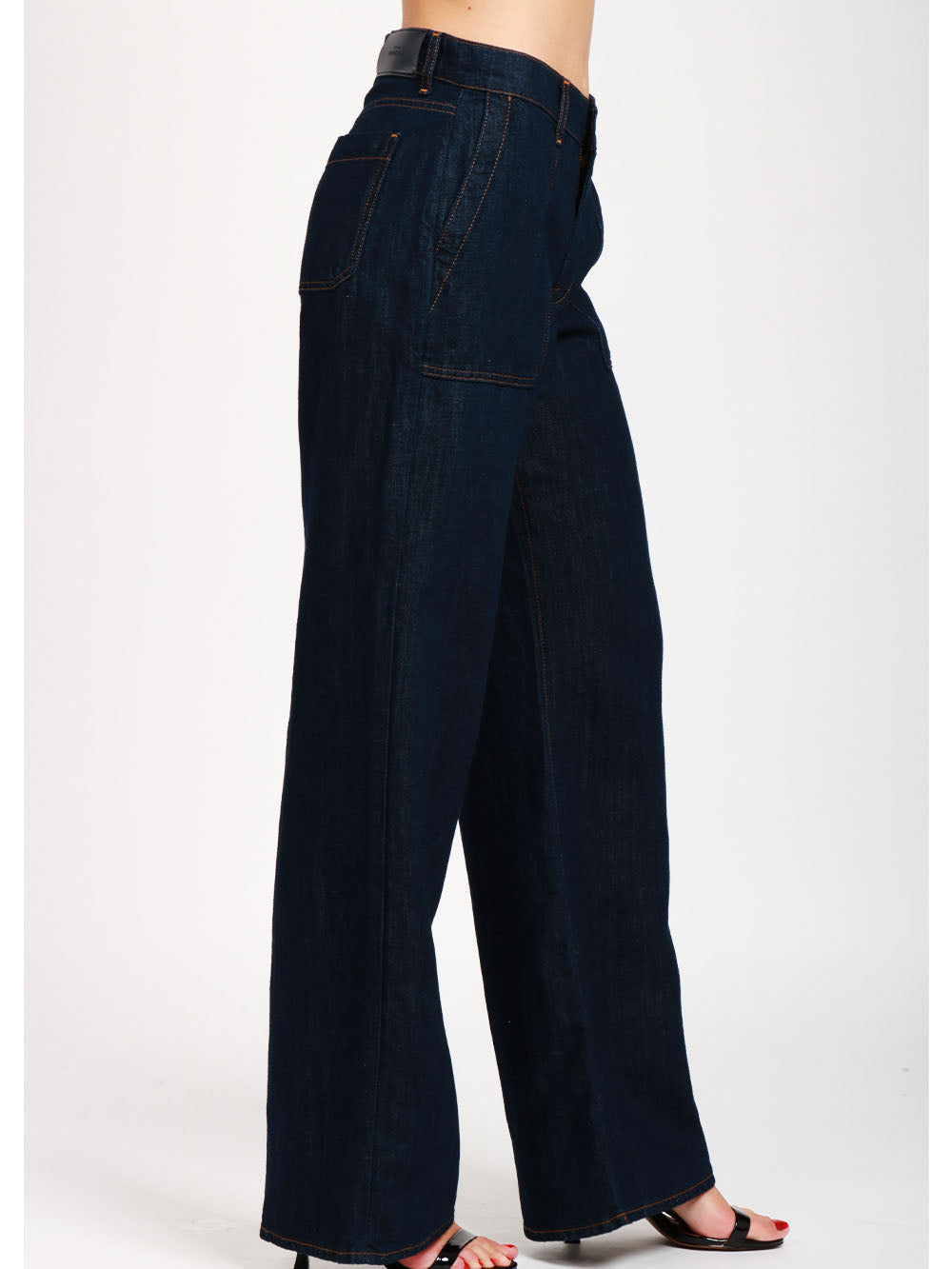 7 FOR ALL MANKIND Jeans Lotta Palazzo in Denim Misto Lino Blu Notte Denim