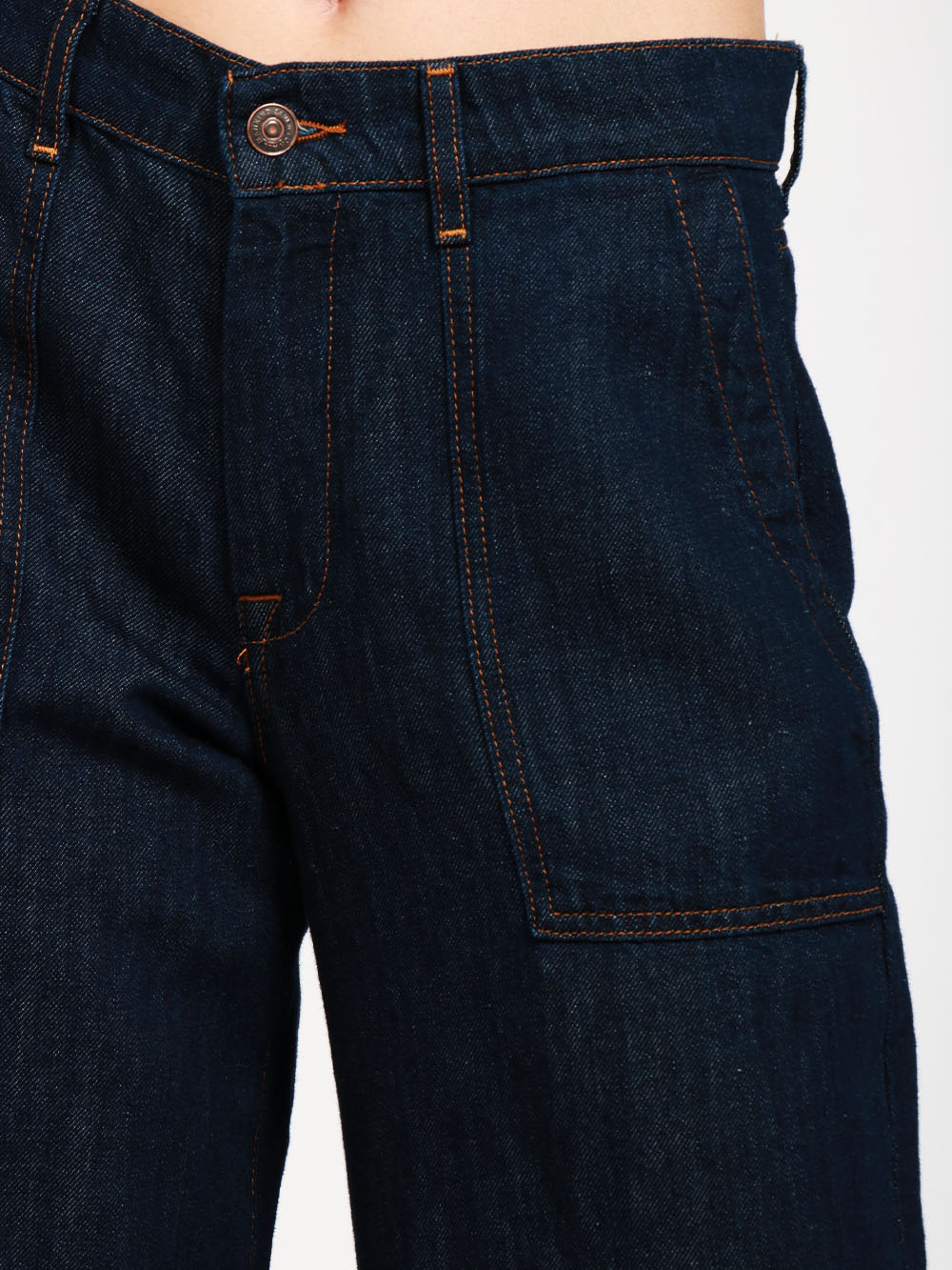 7 FOR ALL MANKIND Jeans Lotta Palazzo in Denim Misto Lino Blu Notte Denim