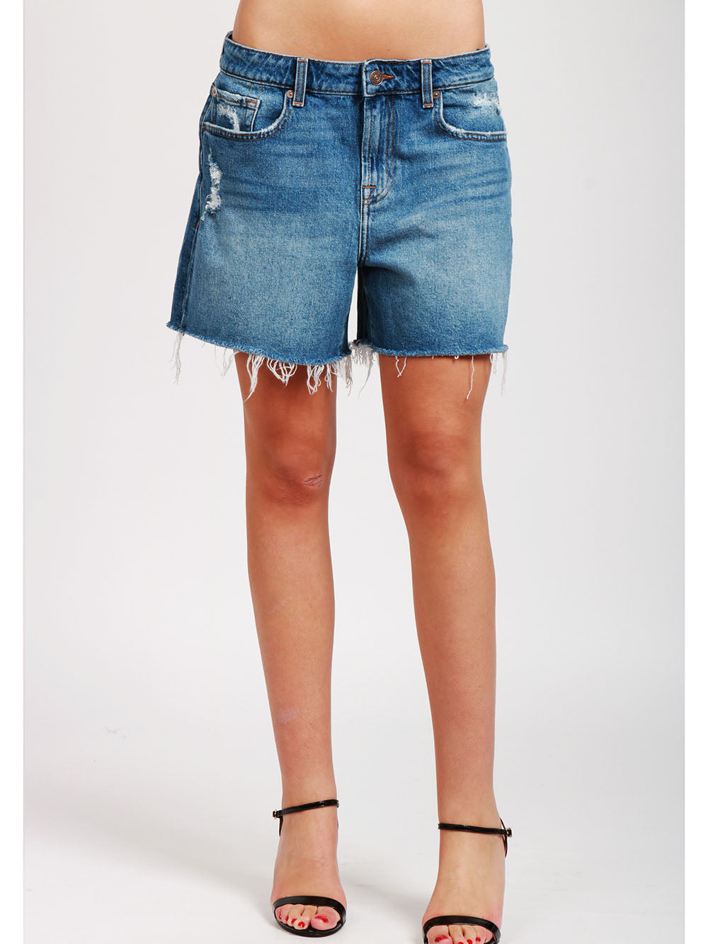 7 FOR ALL MANKIND Shorts Monroe in Denim di Cotone Blu Denim Blu