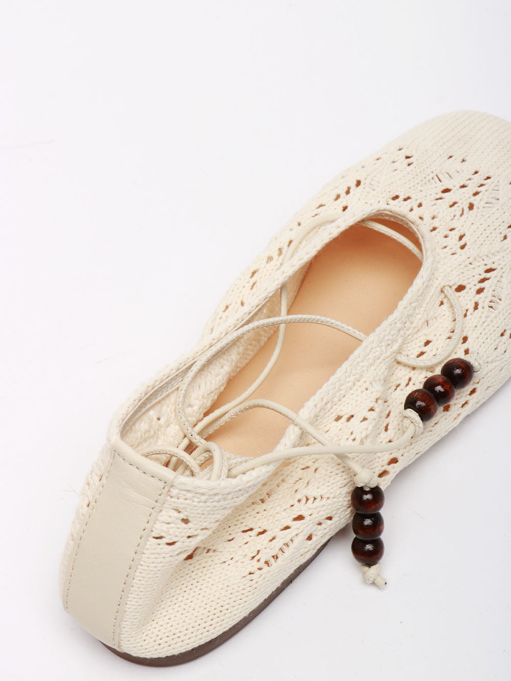 Alohas Scarpe Ballerina Rosemary in Crochet Avorio Panna