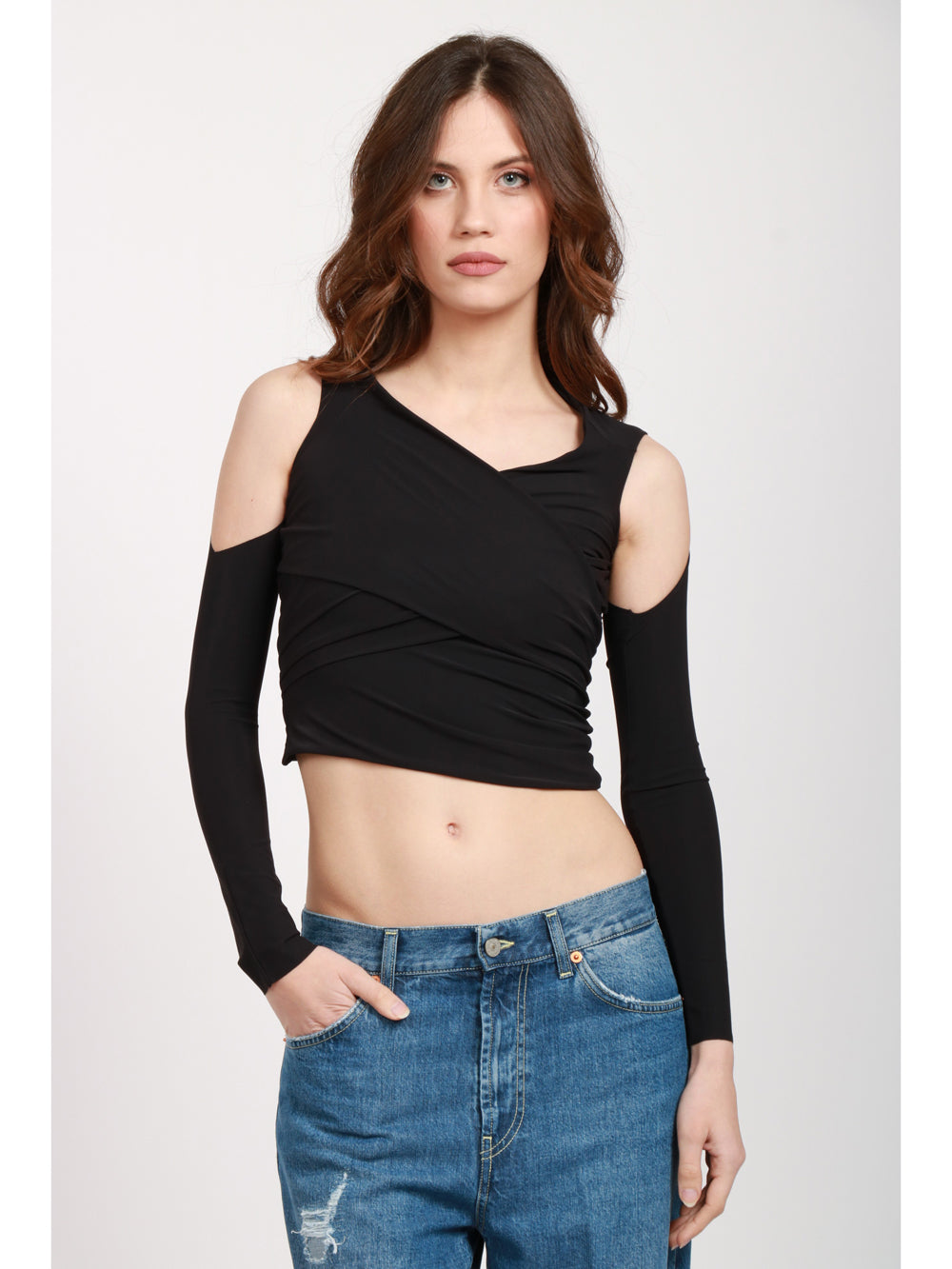 TOP JOSIE NERO CON FASCE REGOLABILI