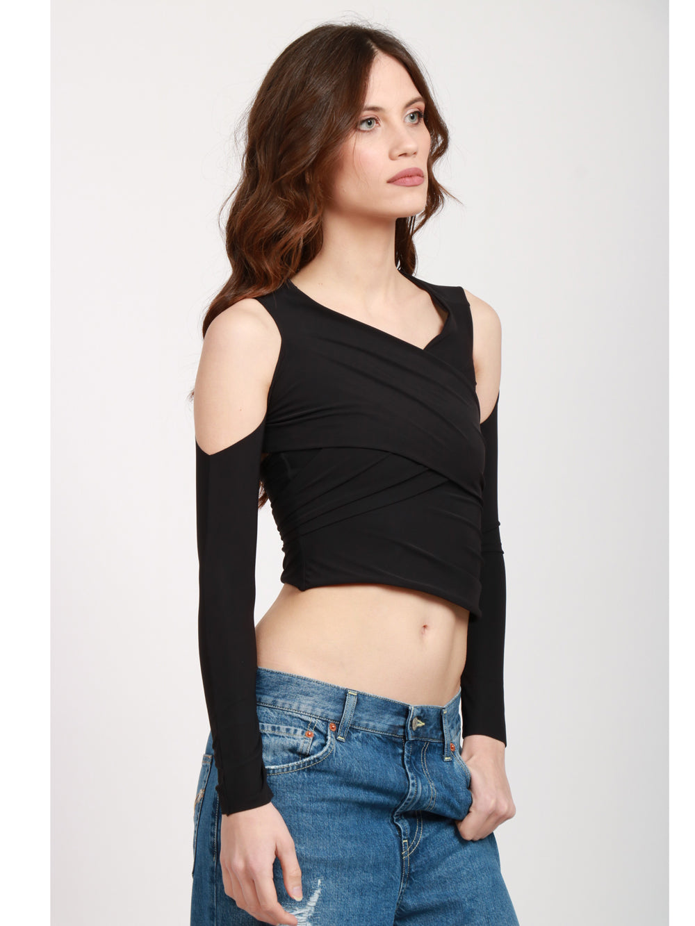TOP JOSIE NERO CON FASCE REGOLABILI