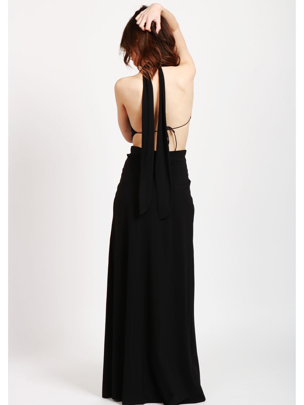 AMAZUIN Vestito Kalisa Lungo Nero con Scollo all'Americana Nero