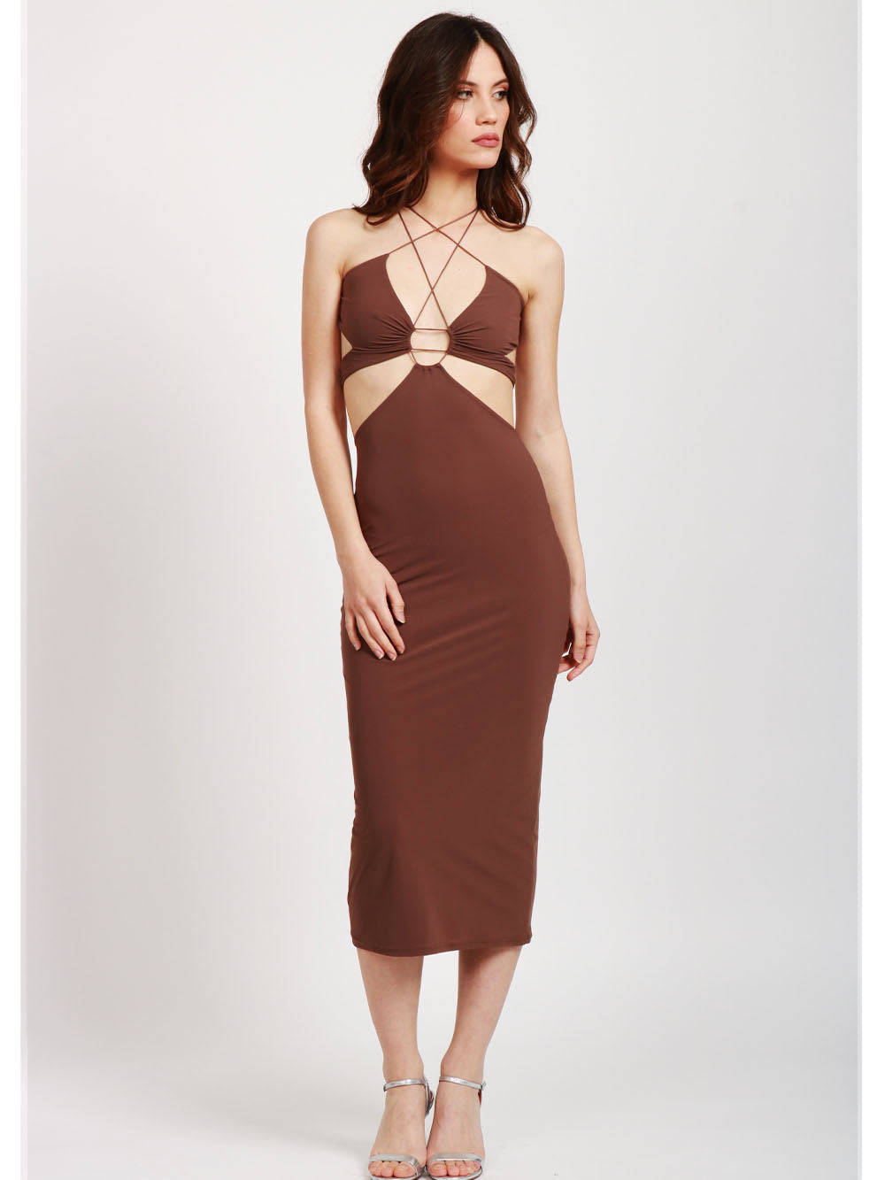 Vestito Klea Mocha Mousse con Cut Out