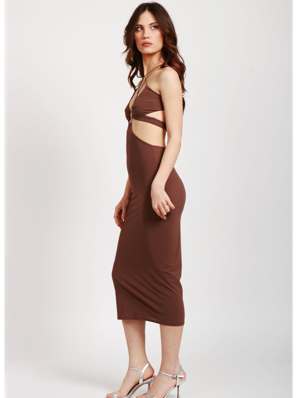 Vestito Klea Mocha Mousse con Cut Out
