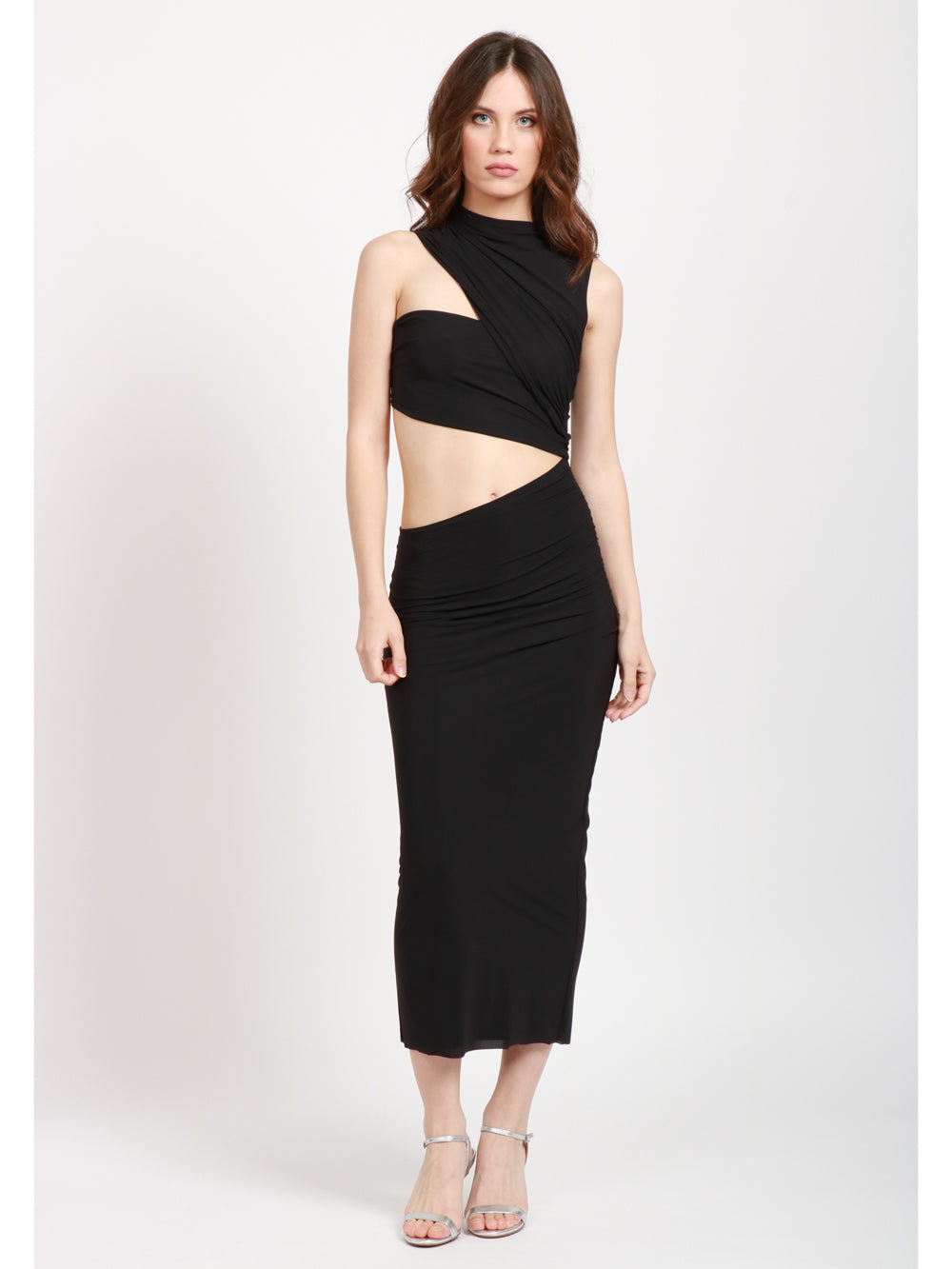 AMAZUIN VESTITO MUSIA NERO CON TAGLIO ASIMMETRICO Nero