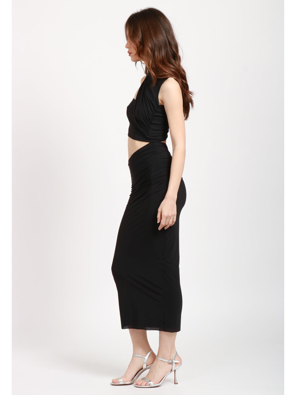 AMAZUIN VESTITO MUSIA NERO CON TAGLIO ASIMMETRICO Nero