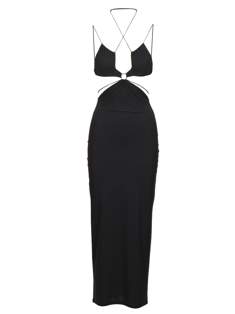 AMAZUIN VESTITO UMA MIDI CON CUT OUT Nero