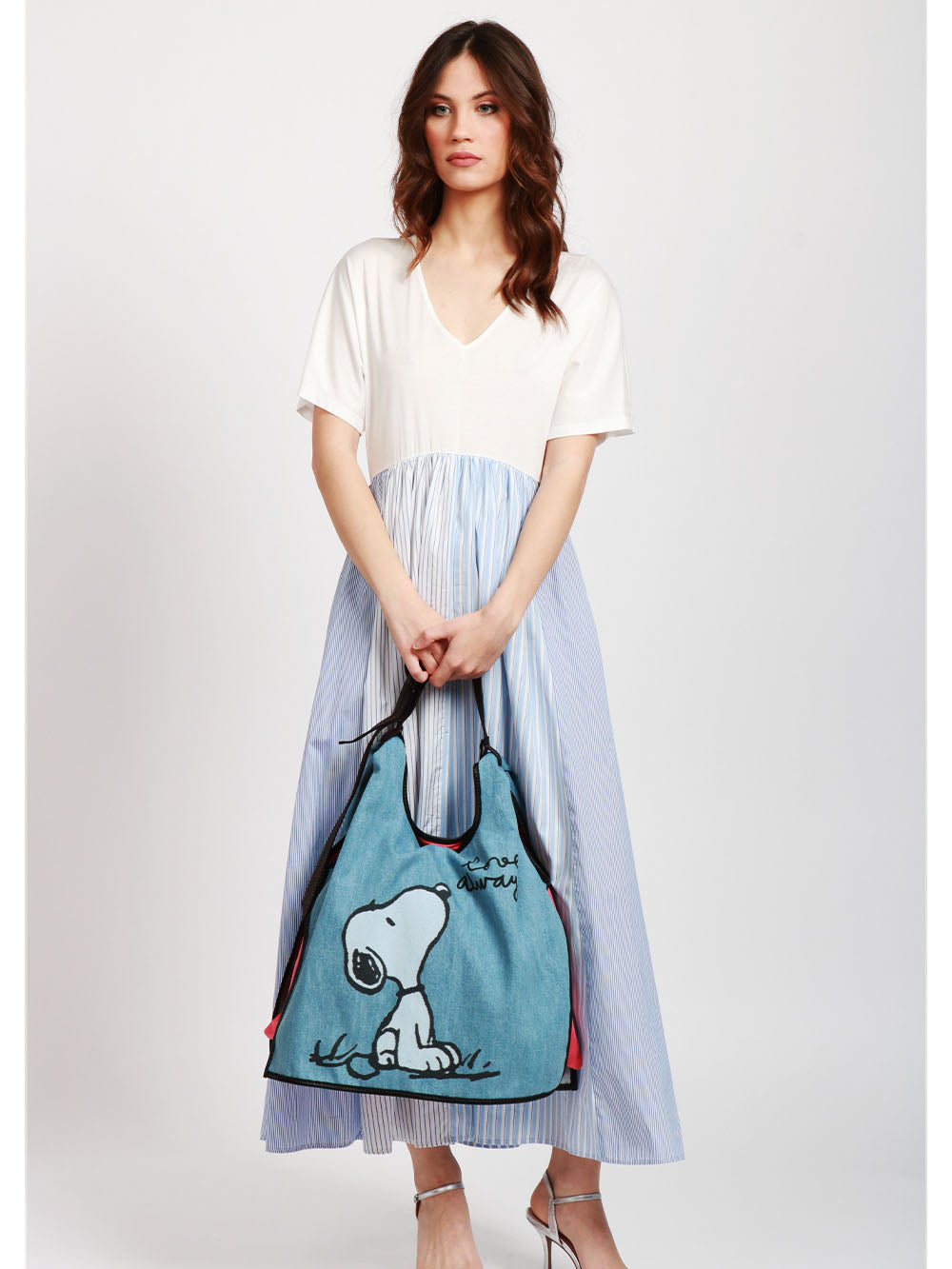 ANITA BILARDI Borsa a Spalla Picasso 1 in Denim con Snoopy Love Always Denim+rosa