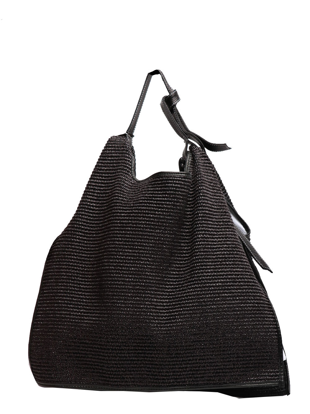 Picasso 5 Black Raffia Shoulder Bag with Mickey Mouse