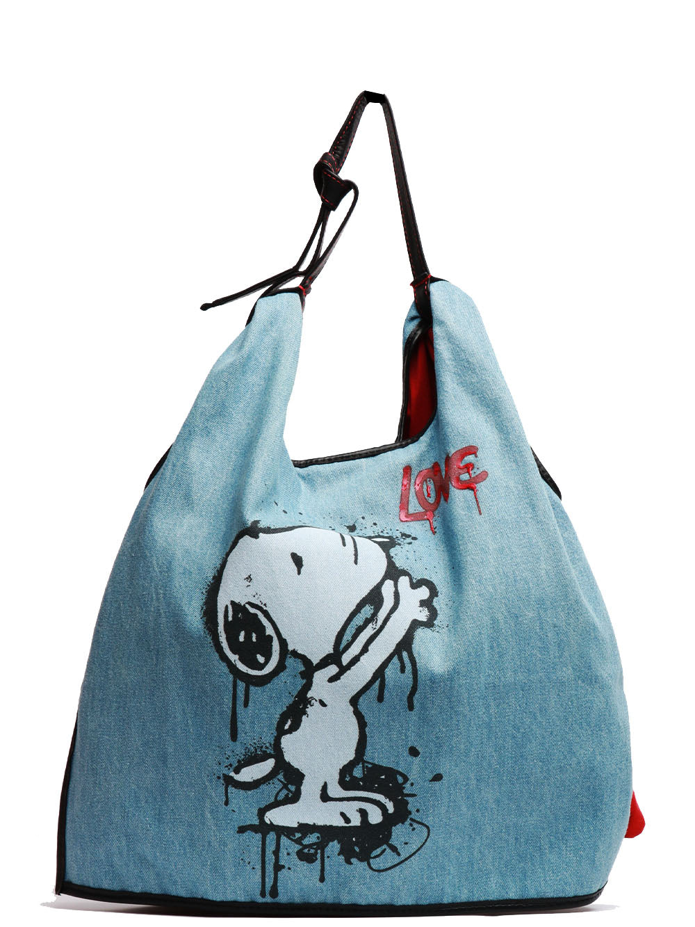 ANITA BILARDI Borsa a Spalla Picasso 7 in Denim con Snoopy Love Denim+rosso