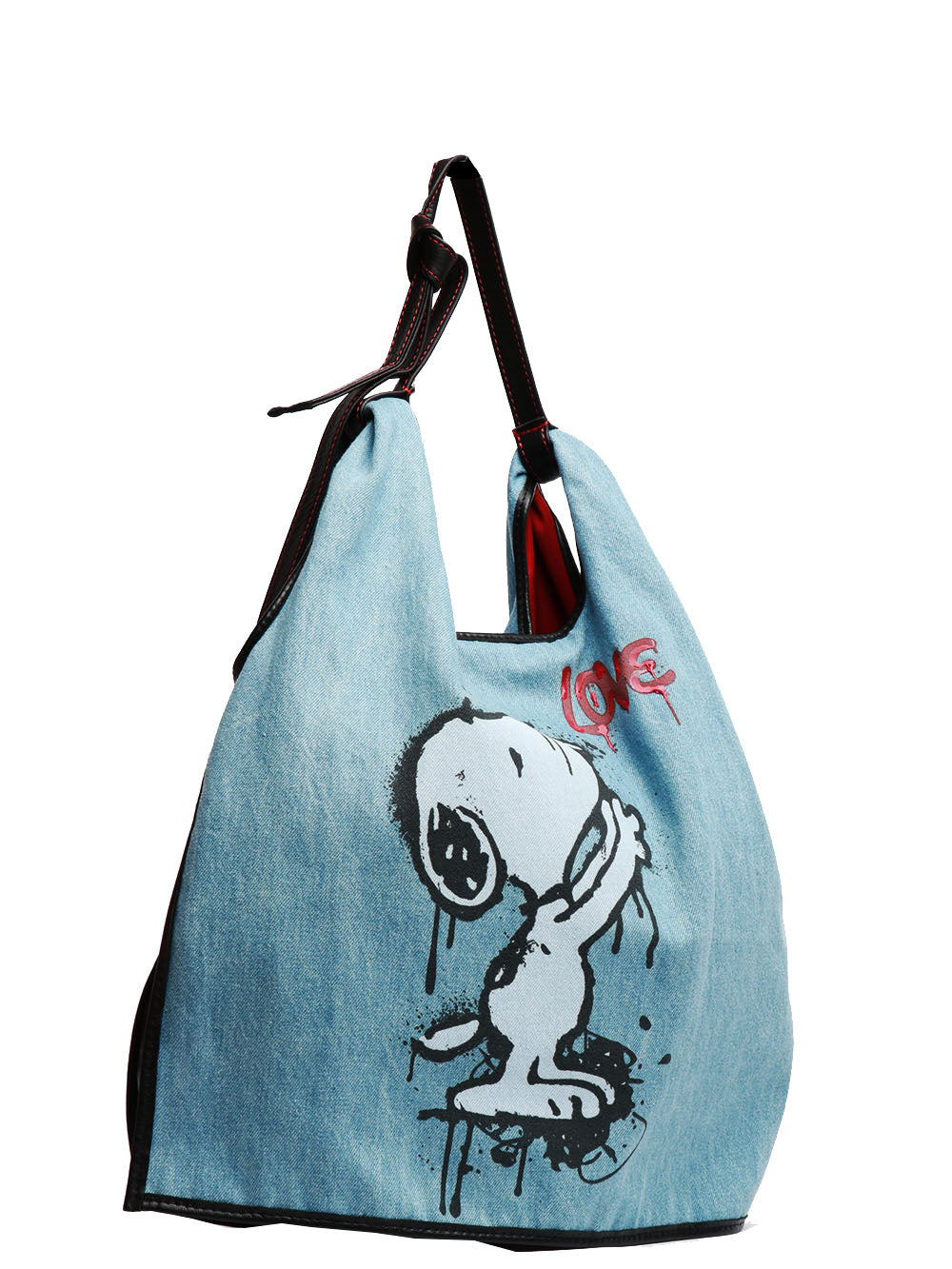 ANITA BILARDI Borsa a Spalla Picasso 7 in Denim con Snoopy Love Denim+rosso