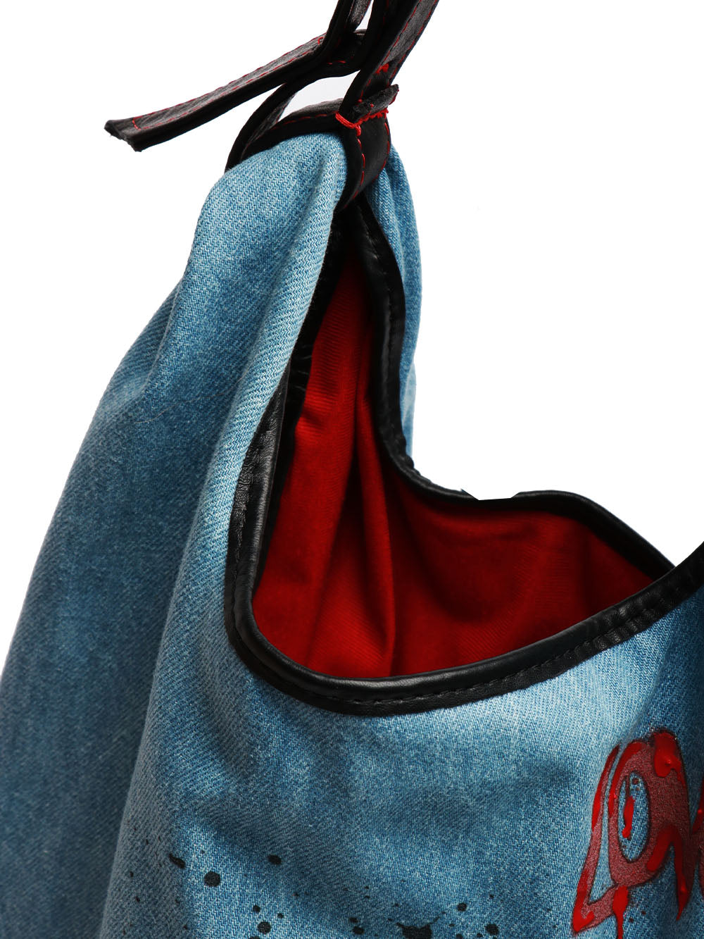 ANITA BILARDI Borsa a Spalla Picasso 7 in Denim con Snoopy Love Denim+rosso