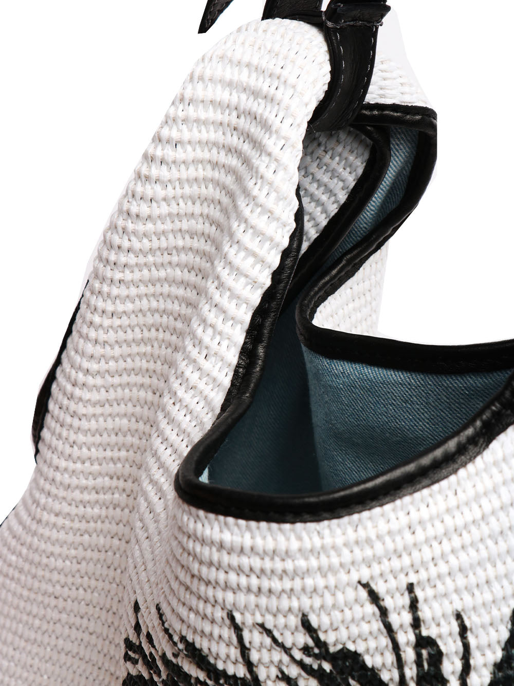 ANITA BILARDI Borsa a Spalla Picasso 8 in Rafia Bianca con Mafalda Bianco+denim