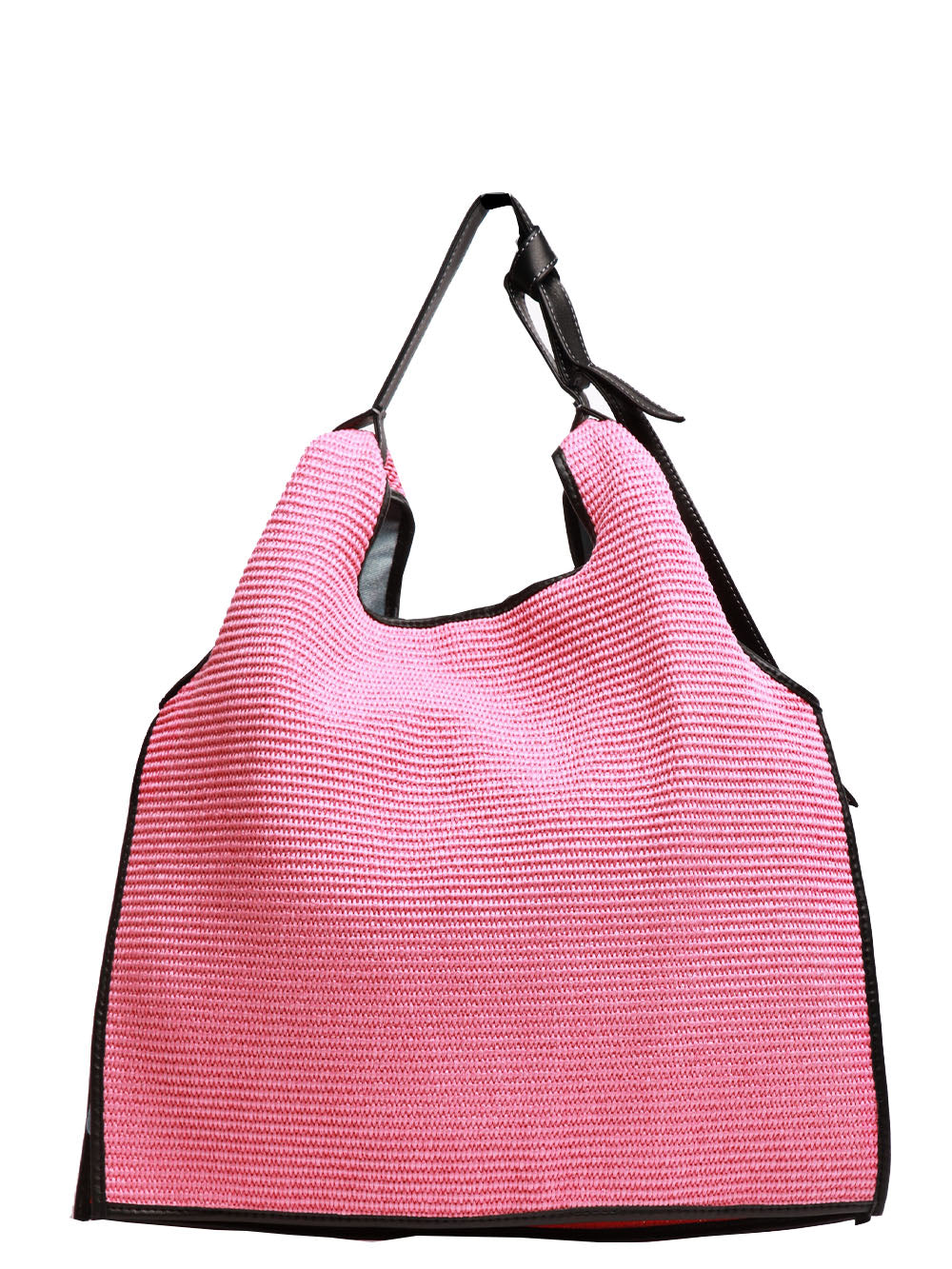 ANITA BILARDI Borsa a Spalla Picasso 8 in Rafia Rosa con Mafalda Rosa+denim