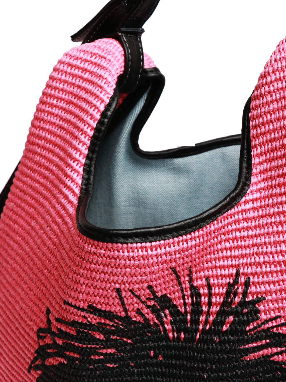 ANITA BILARDI Borsa a Spalla Picasso 8 in Rafia Rosa con Mafalda Rosa+denim