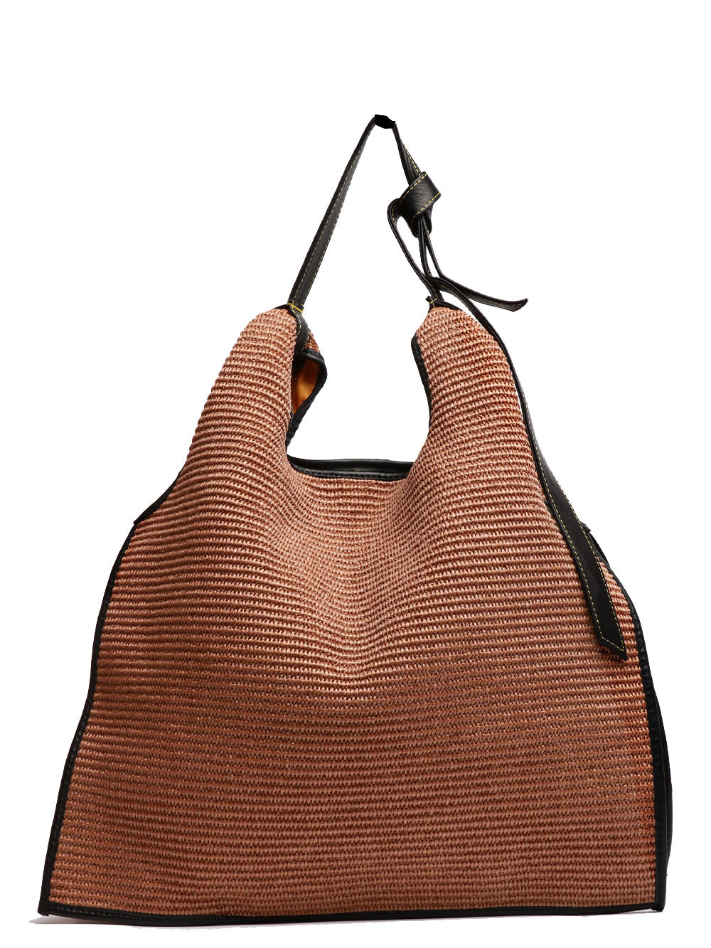 ANITA BILARDI Borsa a Spalla Picasso in Rafia Tabacco con Snoopy Aviatore Beige+giallo