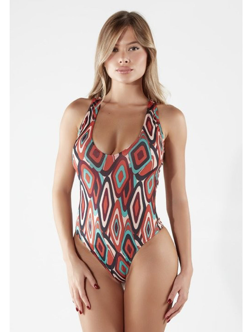 BG LOVE Costume Ambra Intero Rosso a Fantasia Rosso+color