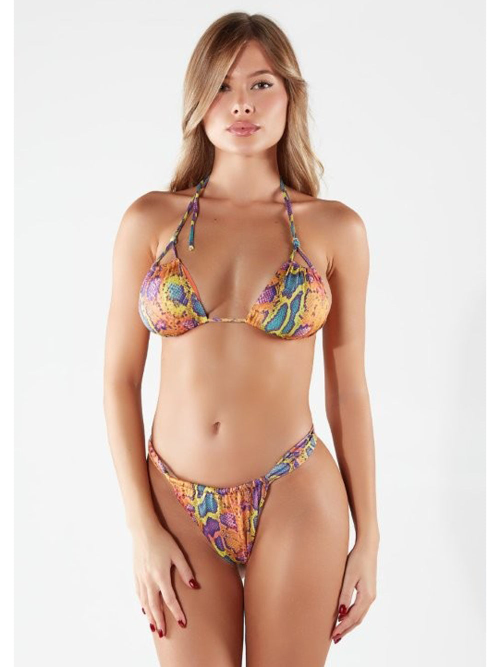 BG LOVE Costume Bikini Triangolo Topazio Pitonato Arancio+color