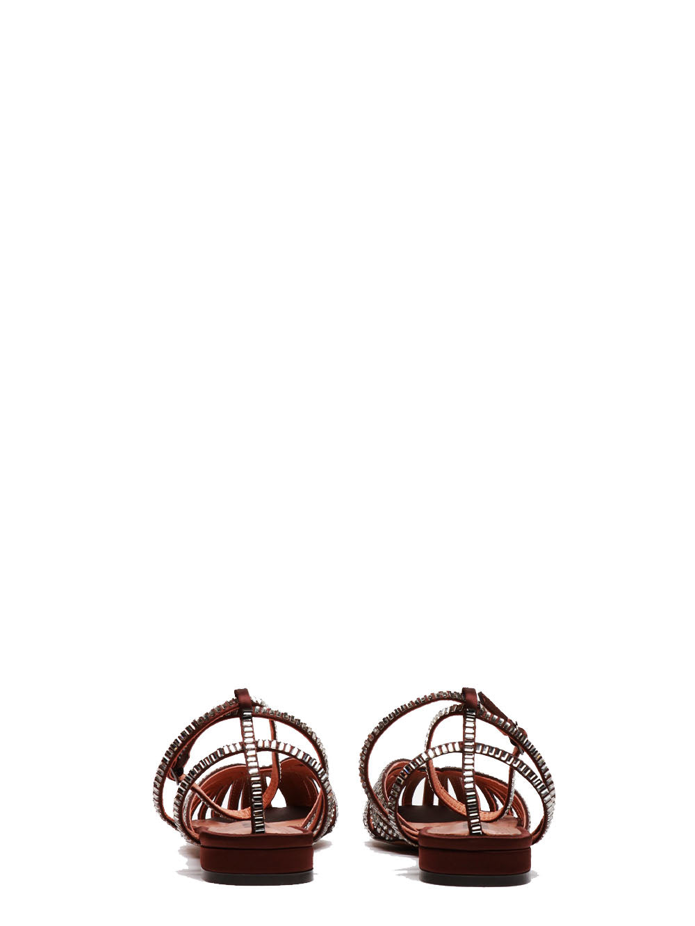 BIBI LOU Sandali Serabi Ballerina Gioiello in Pelle Marroni con Strass Marrone