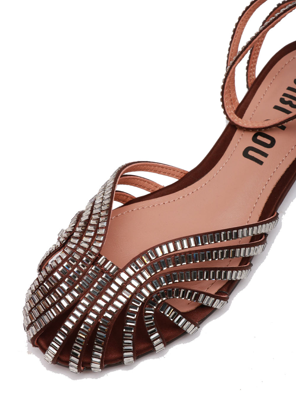 BIBI LOU Sandali Serabi Ballerina Gioiello in Pelle Marroni con Strass Marrone