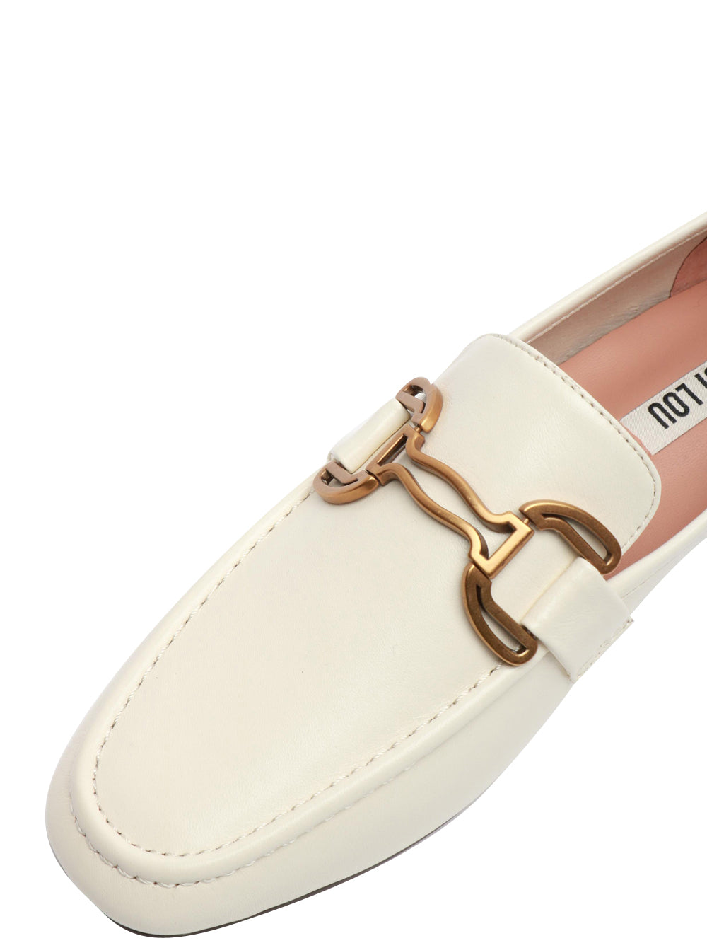 BIBI LOU Scarpe Mocassini Zagreb in Pelle Avorio con Fibbia Panna