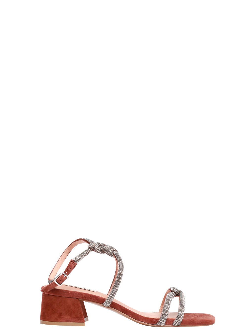 BIBI LOU Sandali Jodie in Suede Tabacco con Strass Tabacco