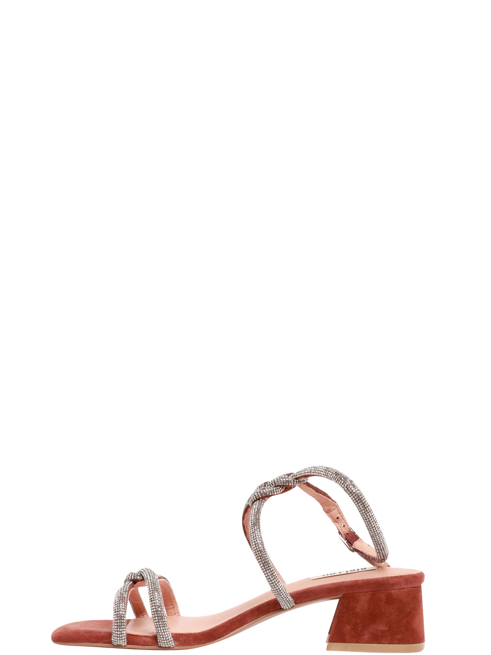 BIBI LOU Sandali Jodie in Suede Tabacco con Strass Tabacco