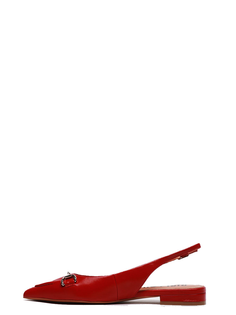 BIBI LOU Scarpe Ballerina Ashe a Punta in Pelle Rosse con Fibbia Bordeaux