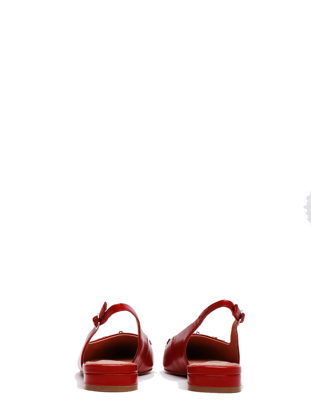 BIBI LOU Scarpe Ballerina Ashe a Punta in Pelle Rosse con Fibbia Bordeaux
