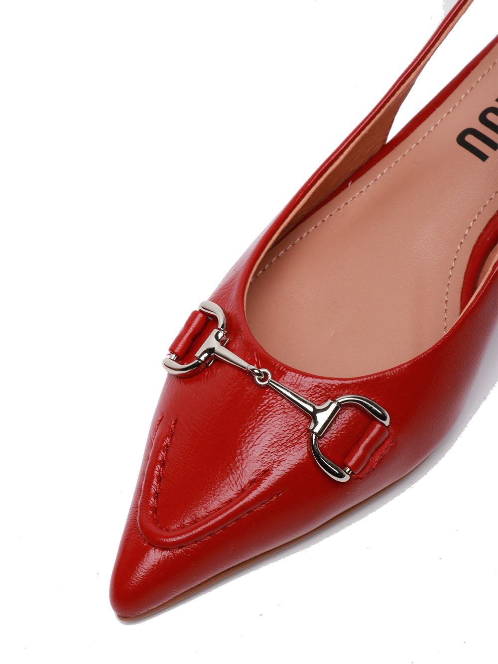 BIBI LOU Scarpe Ballerina Ashe a Punta in Pelle Rosse con Fibbia Bordeaux