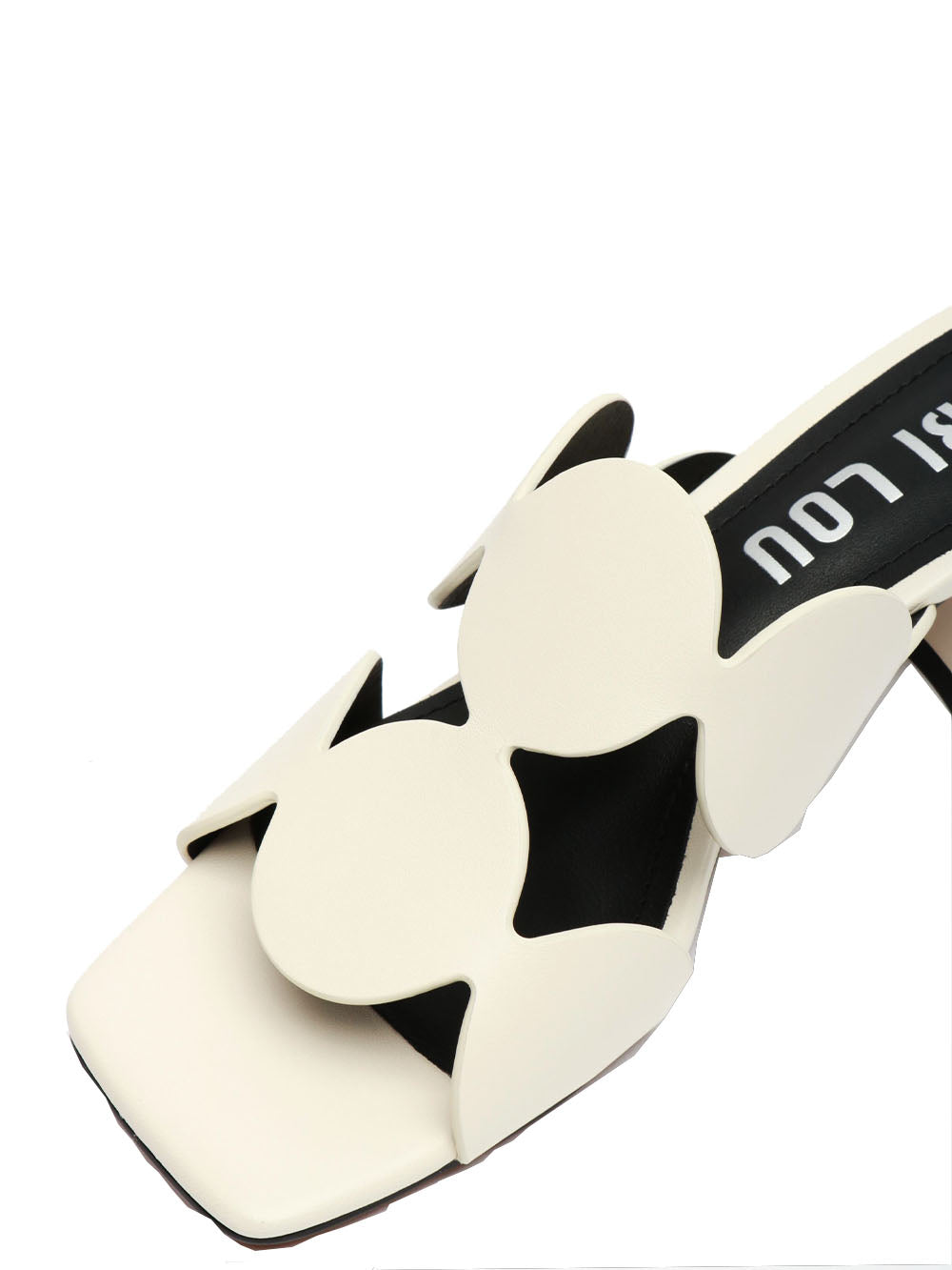BIBI LOU Sandali Onami in Pelle Bianchi con Fasce con Cerchi Panna