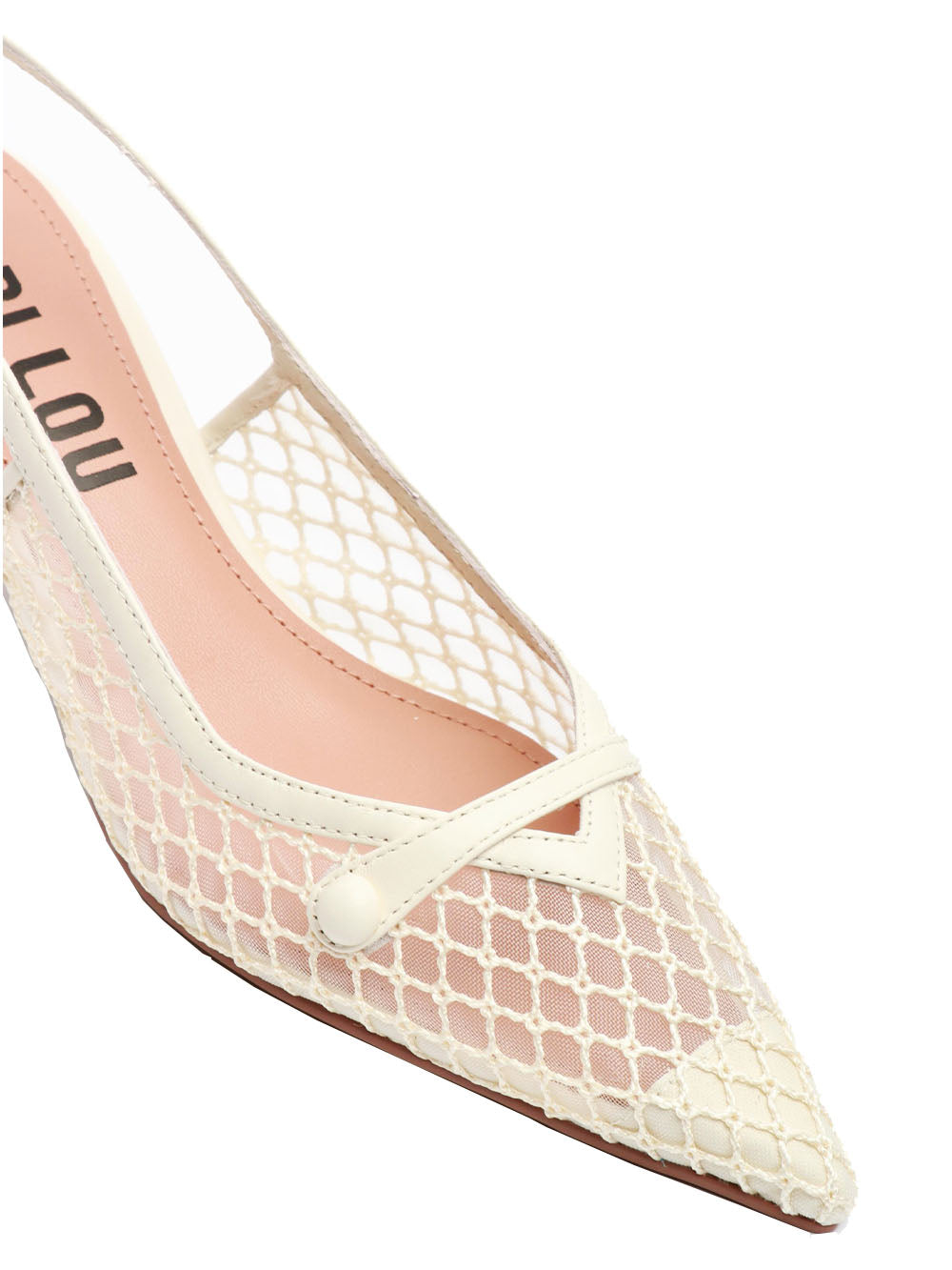BIBI LOU Scarpe Décolleté Slingback Xaia in Rete Bianche Panna