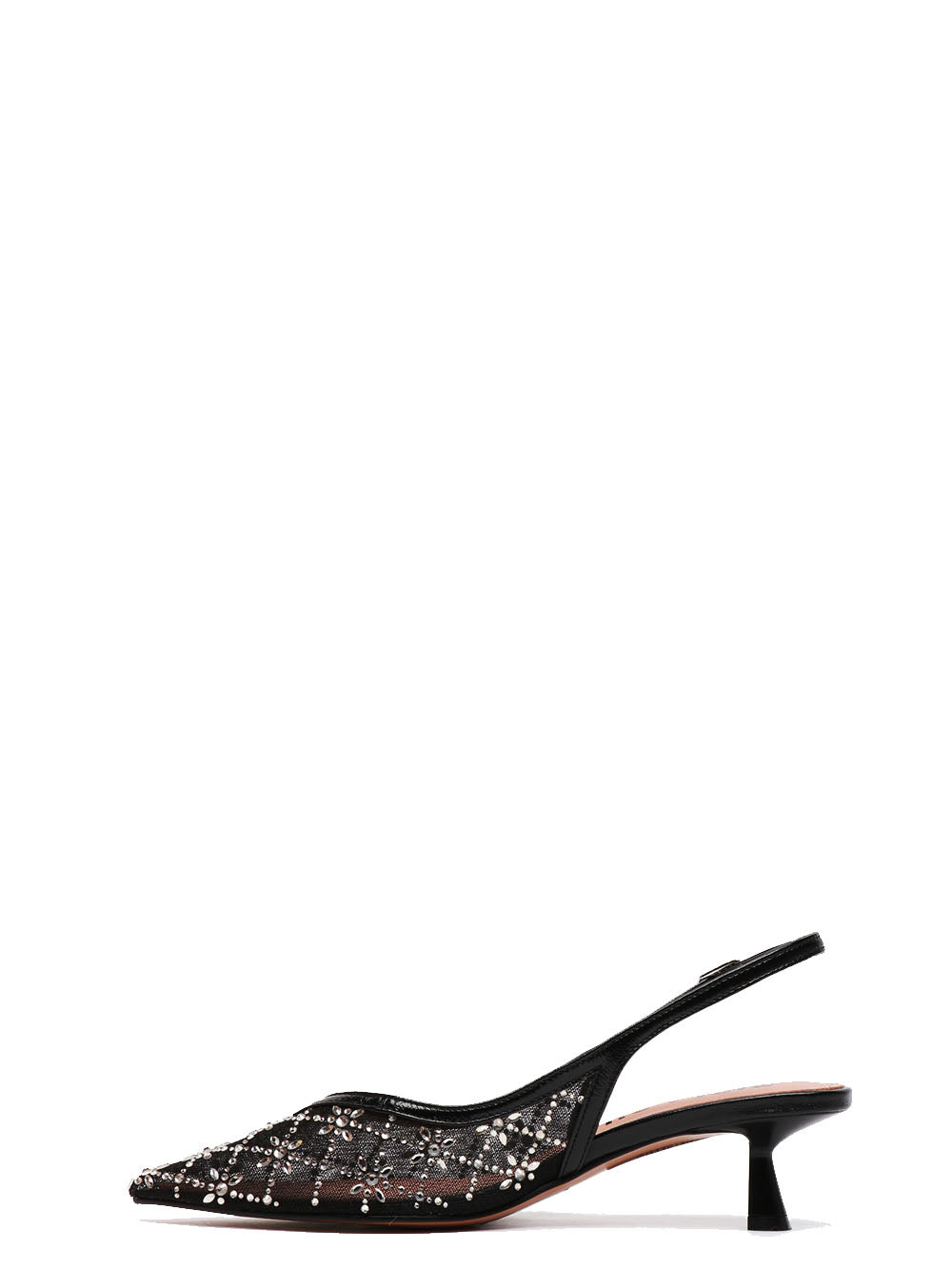 BIBI LOU Scarpe Décolleté Helia Slingback in Rete Nere con Strass Nero