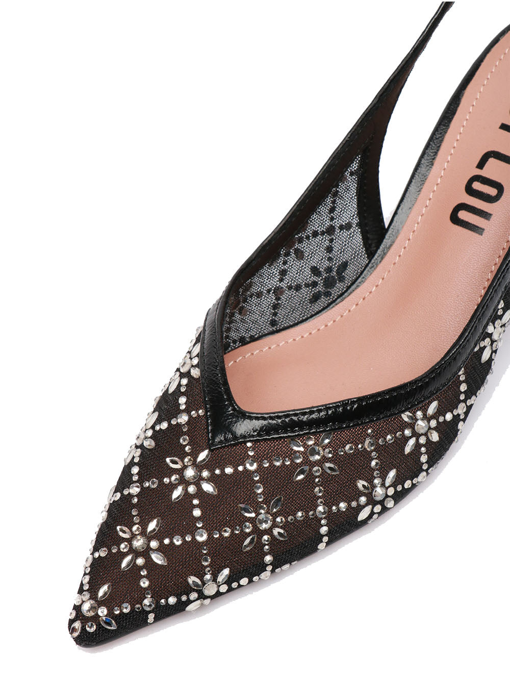 BIBI LOU Scarpe Décolleté Helia Slingback in Rete Nere con Strass Nero