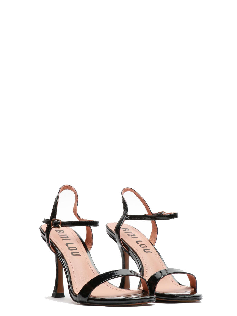 BIBI LOU Sandali Lotus In Pelle Verniciata Neri con Tacco a Stiletto Nero