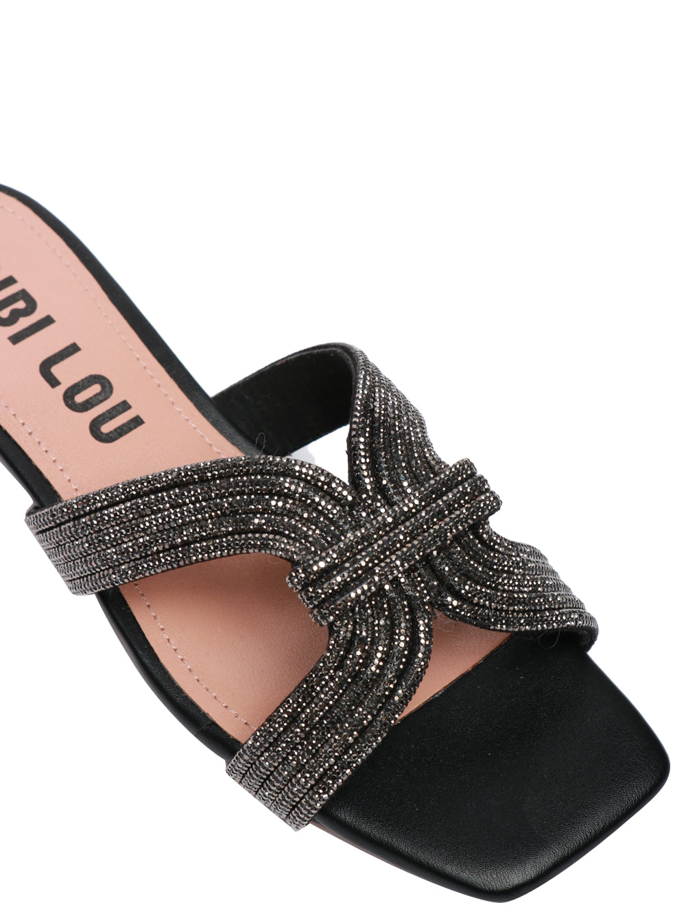 BIBI LOU SANDALI SLOAN NERI CON FASCE IMPREZIOSITE DA STRASS Nero