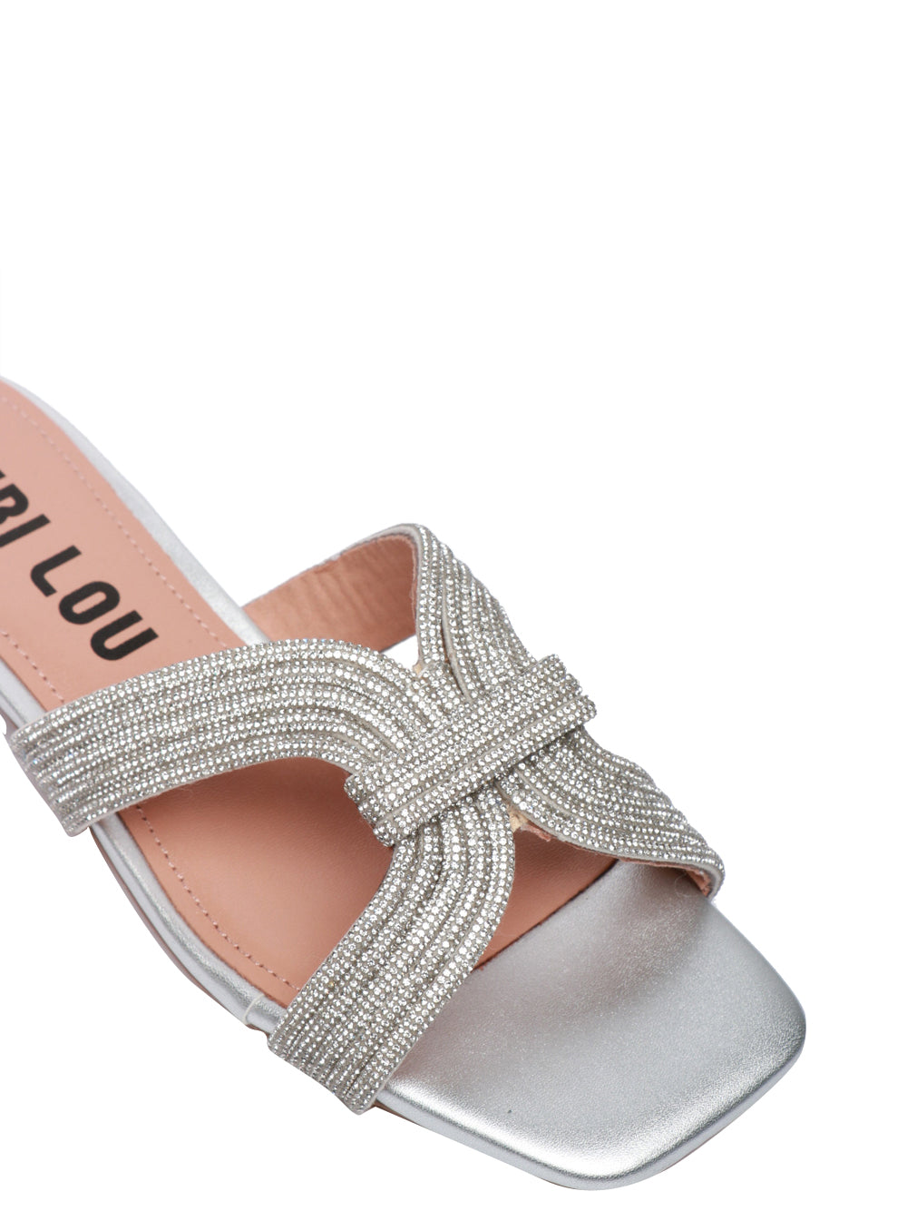 BIBI LOU SANDALI SLOAN ARGENTO CON FASCE IMPREZIOSITE DA STRASS Argento