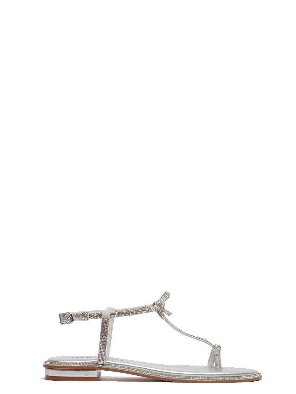 BIBI LOU Sandali Infradito Erin Bassi Argento con Strass e Fiocco Argento