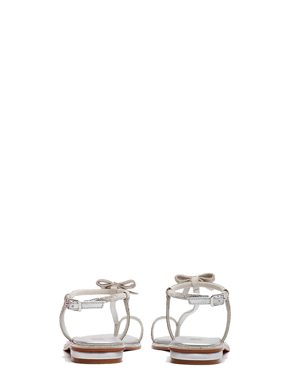 BIBI LOU Erin Low Silver Flip Flop Sandals with Rhinestones