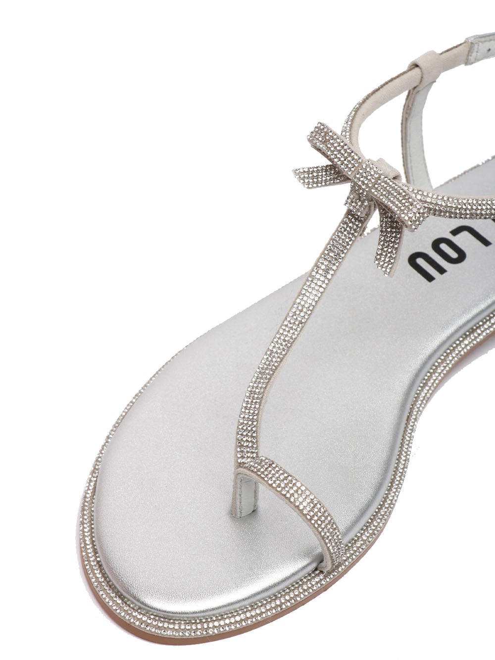 BIBI LOU Sandali Infradito Erin Bassi Argento con Strass e Fiocco Argento