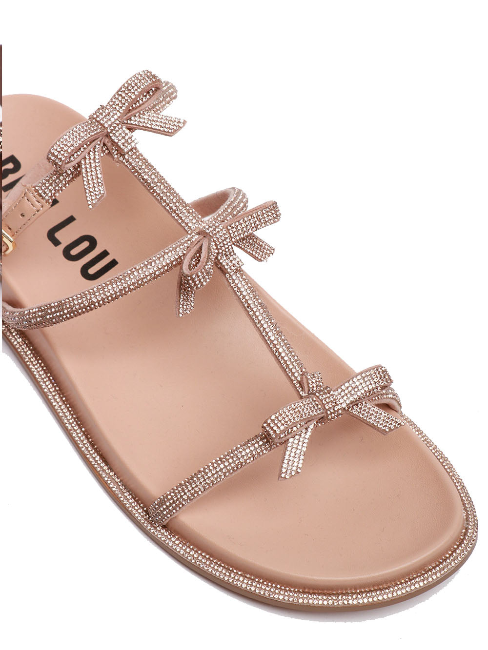 BIBI LOU Sandali Abby Bassi Cipria con Strass e Fiocchi Cipria