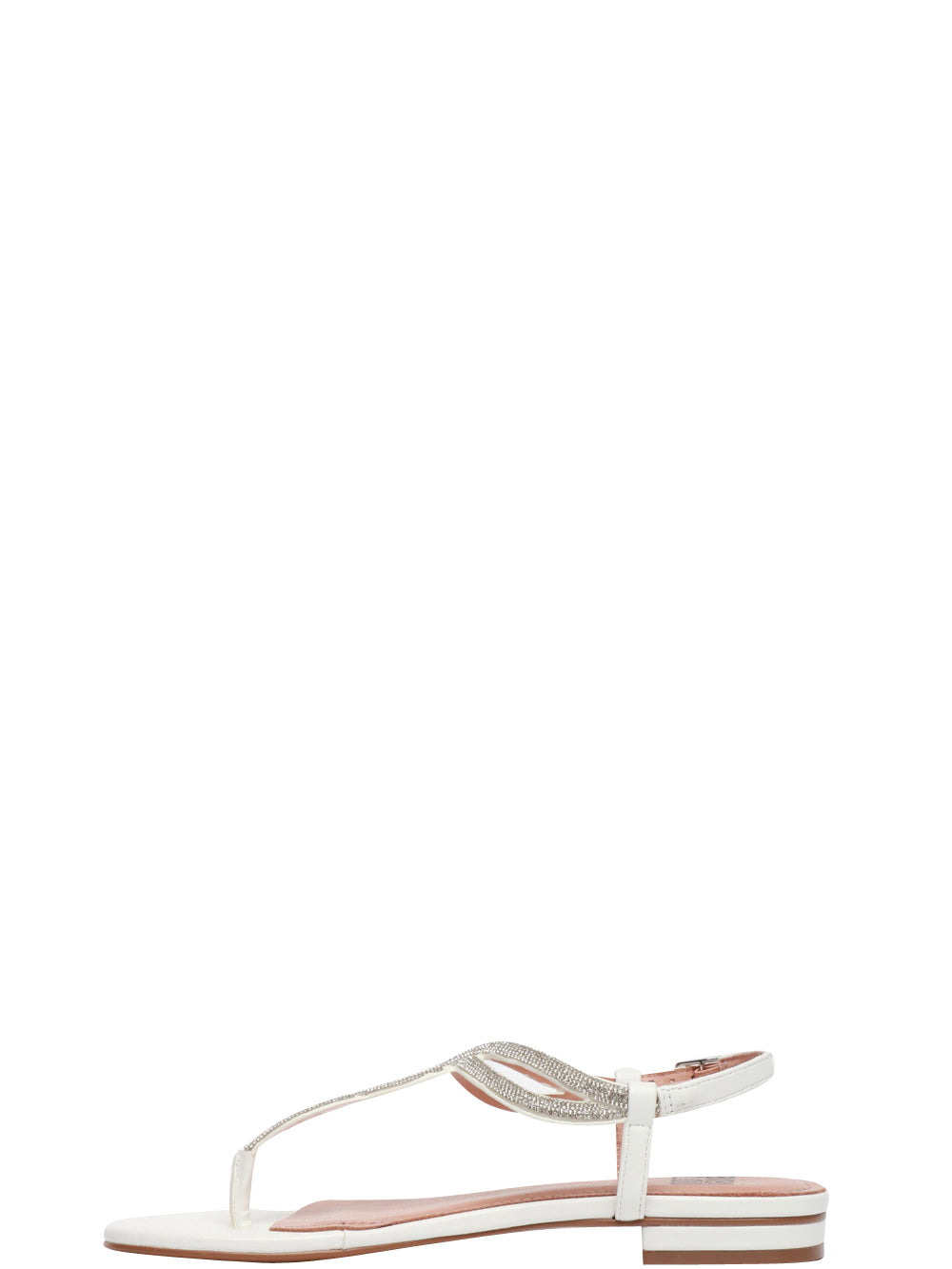 BIBI LOU Sandali Infradito Bassi in Pelle Bianchi con Strass Bianco