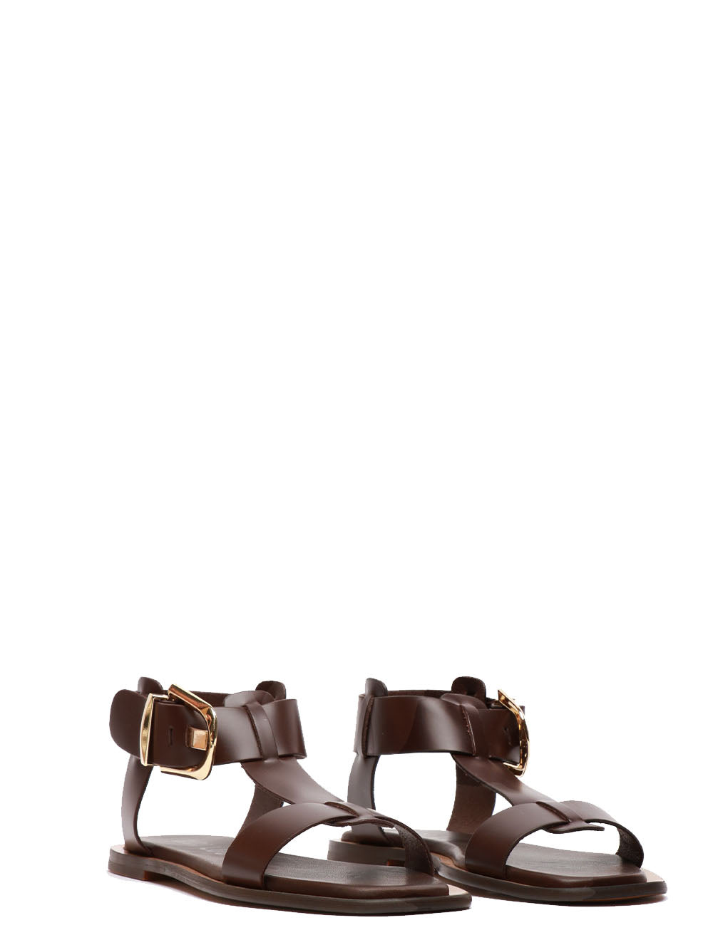 BIBI LOU Sandali Sunny T-Bar Bassi in Pelle Testa di Moro Marrone