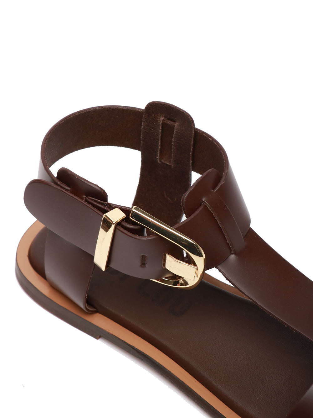 BIBI LOU Sandali Sunny T-Bar Bassi in Pelle Testa di Moro Marrone