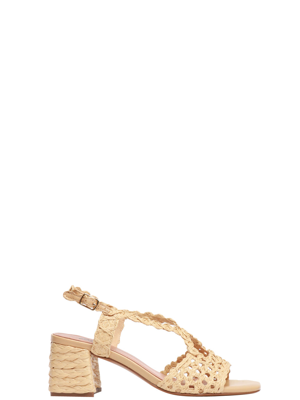 BIBI LOU Sandali Corda Effetto Rafia con Tacco Quadrato Beige