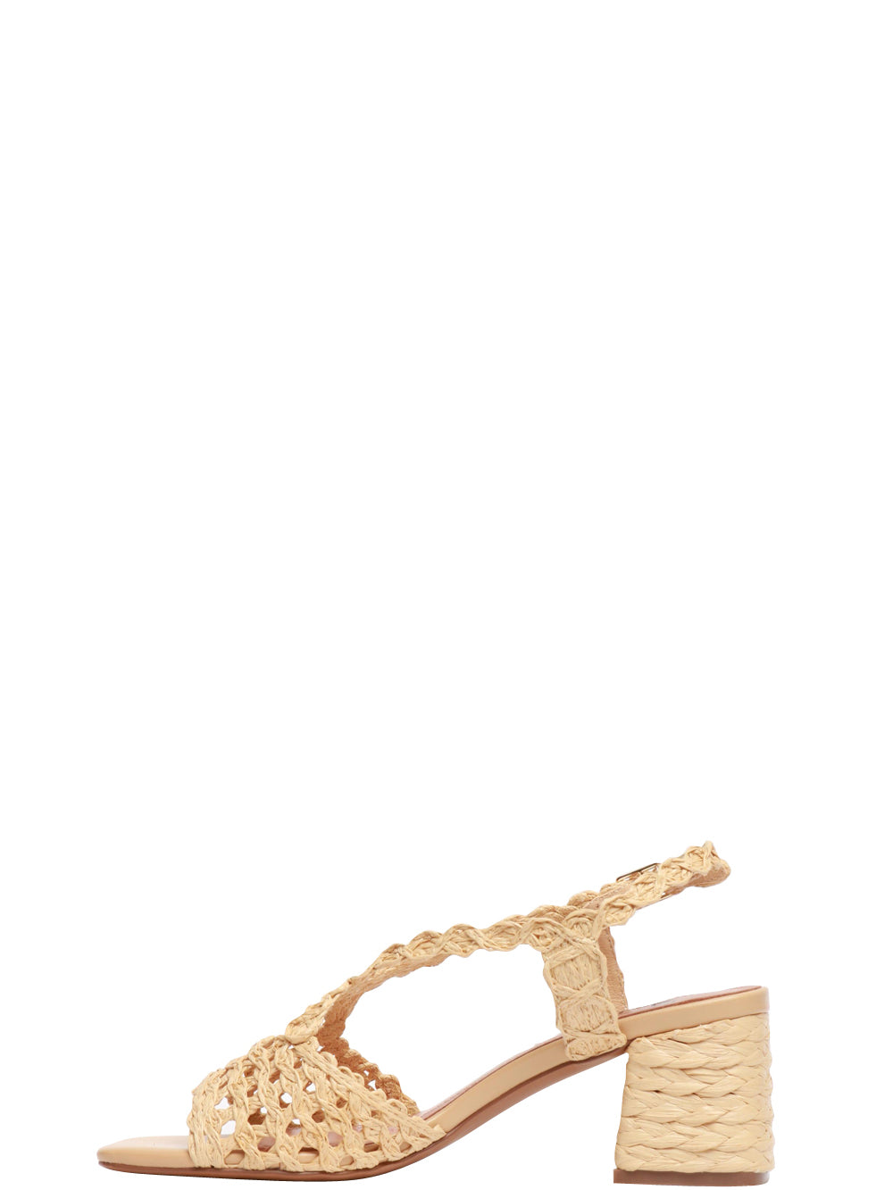 BIBI LOU Sandali Corda Effetto Rafia con Tacco Quadrato Beige