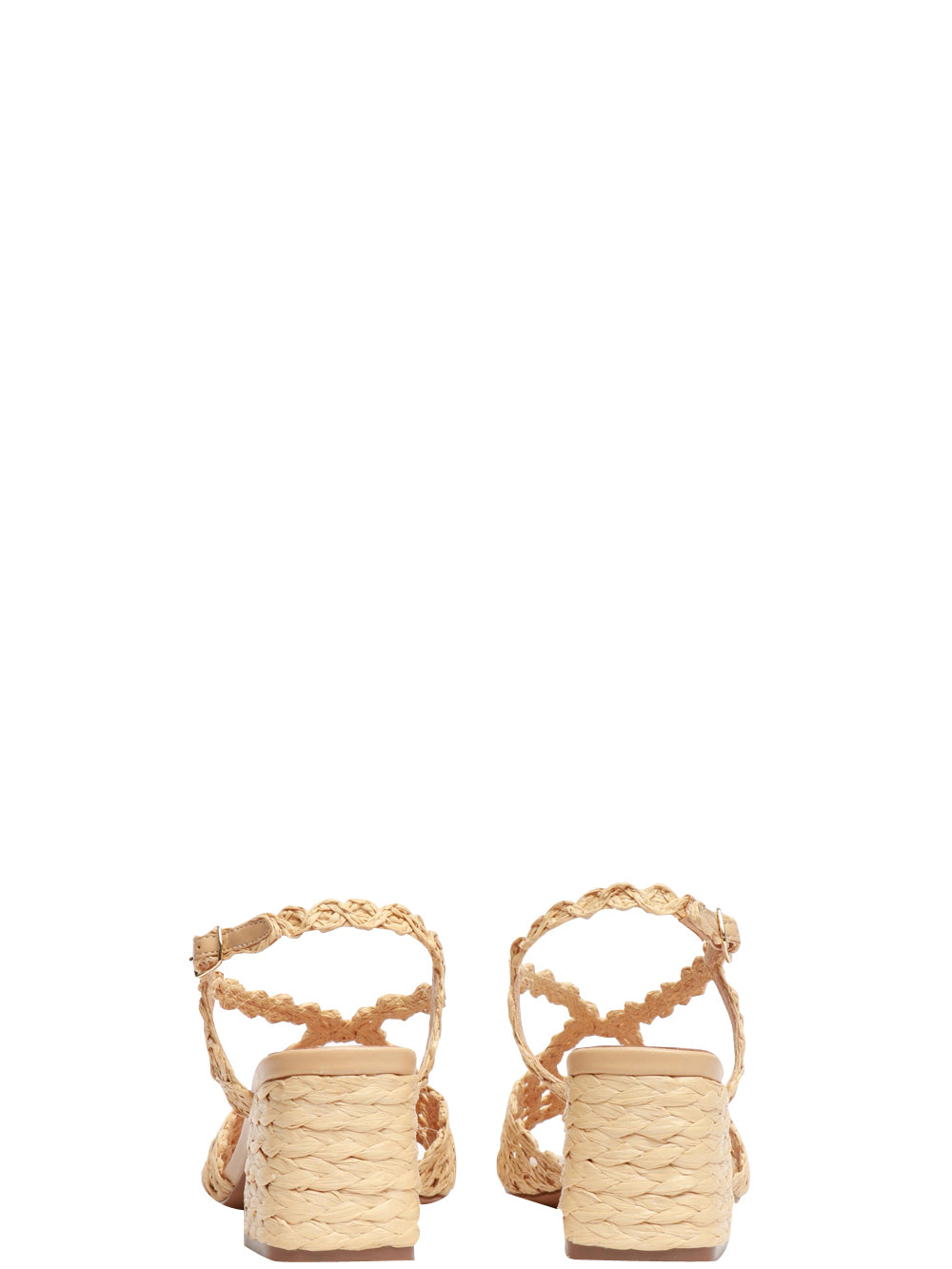 BIBI LOU Sandali Corda Effetto Rafia con Tacco Quadrato Beige