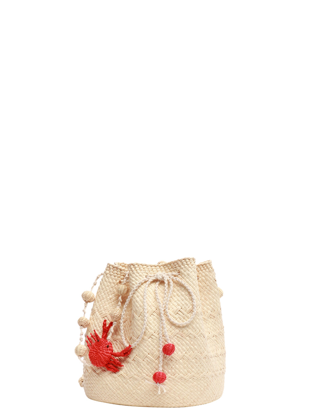 CAROLINA BELENGUER Borsa Secchiello in Paglia con Granchio Arancio e Corda Beige/arancio